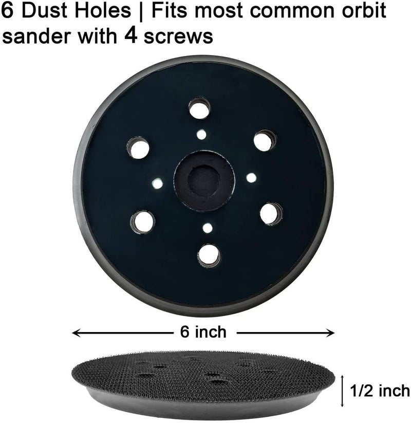 M-jump 6 Inch 6 Hole Replacement Sander Pad for Ridgid R2611 Random Orbit Sander- 6â€ Hook and Loop Sanding Pad for Power Sander - Image 2
